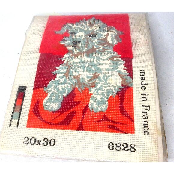 Vintage Ethno Art Poodle Needlepoint Kit Made In France READ - Picture 1 of 8